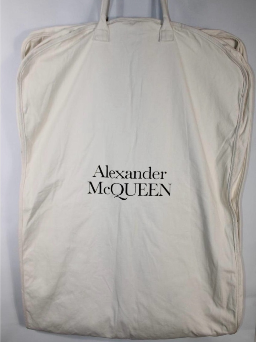 Alexander McQueen White Garment Bag with Black Logo